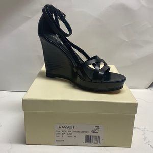 COACH women’s Maleena Veg Leather wedge sandal